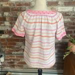 Vineyard Vines  White With Pink Stripe Short Sleeve Embroidered Shirt Size XS Photo 4