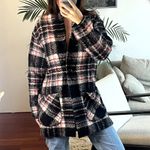 Aritzia  Wilfred Free Off Duty plaid wool blend jacket coat size M black red Photo 1