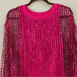 Anthropologie Pilcro by Metallic Pink Mesh Long-Sleeve Sequin Top Size Medium Photo 6