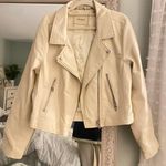 BLANK NYC Cream Leather Biker Jacket Photo 0