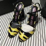 The Attico Luz Block Cone Heel Ankle Strap Pumps Yellow Black Size 36 Photo 1