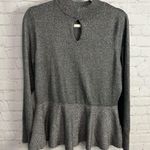 Thalia Sodi silver sparkle peplum sweater cutout glam size XL chic retro flared Photo 6