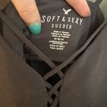 American Eagle Grey sueded tank top size small with criss cross detail Photo 1