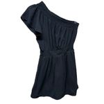 Aerie ‎ Black One Shoulder Mini Dress Sz S Boho Ruffle Festival Coastal Beach Photo 1