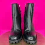 Schutz  Nandy Black Leather Lug Sole High Block Heel Ankle Boot Sz 36 Photo 1