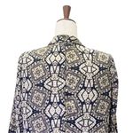 ASTR Draped Open Front Blazer Tan Navy Black Batik Geometric Print Size Medium Photo 7