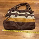 Boho Colorblock Brown Yellow White Faux Leather Pleather Shoulder Bag Purse Photo 1
