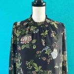 Loft Ann Taylor  high neck floral black dress with sheer sleeves in size xs Photo 1