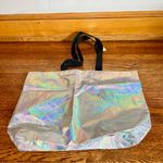 PINK - Victoria's Secret Victoria’s Secret PINK XL Silver Iridescent Tote Bag NWT Photo 3