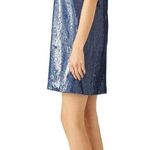 Carmen Marc Valvo Denim Sequin Shift Denim Blue Womens 8 Photo 2