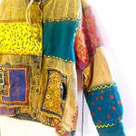 Vintage hand painted 80’s patchwork acid wash color block denim jacket 16 Yellow Photo 10