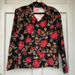 Briggs New York  Jacket Womens Long Sleeve Button Up Black‎ Red Floral XL Photo 0