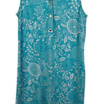 Talbots  Turquoise Floral Sleeveless Collared Shirt Dress Small Stretch Preppy Photo 0