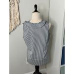 Karl Lagerfeld  Blue White Striped Ruffle V-Neck Sleeveless Blouse Tank Top XL Photo 1