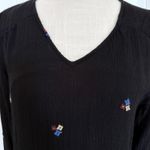 Japna  Black Long Sleeve Embroidered Boho Mini Dress with Open Back Women’s Size M NWT Photo 1