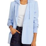 Cinq à Sept Cinq A Sept Hooded Khloe Blazer Jacket In Icicle Light Blue Photo 0