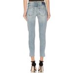 AMO Jeans Size 30/26 Twist Sweet Cheeks Cropped Piping Velvet Stripe Split Hem‍ Blue Photo 2