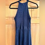 AQUA  Metallic Crinkle Halter Gown Photo 6
