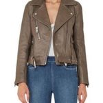 Reiss  Kate Leather Biker Taupe Moto Jacket Photo 0