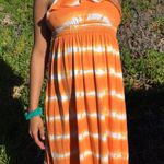 Sears Orange And White Striped Maxi Summer Dress Size XS Photo 3