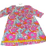 NWT Grooviest Blooms Retro 60s Floral Mini Dress Tunic Pink Orange Aqua Small Blue Photo 8