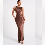 Meshki  Satin Cutout Dress in Mocha Photo 4