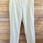 Tommy Hilfiger Ivory Pinstripe Linen Cropped Dress Pants Size 12 Photo 0