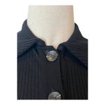 Enza Costa Shirt Women‎ XS Black Ribbed Knit Collared Button Long Sleeve Tunic Photo 6