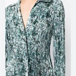 Vince  Blooms Blouse Top Green Blue Print Pleated Size small Photo 2