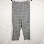Aritzia Babaton Grey Micro Plaid High Rise Pull On Trousers Photo 1