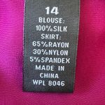 INC Magenta Stretch Silk Ruffle Black Ponte Knit Sheath Dress Party US 14 Purple Photo 13