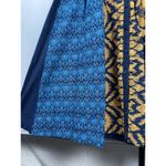 Taaga Blue Yellow Abstract Print Short Sleeve Midi Button Up Kaften Dress Size M Size M Photo 2