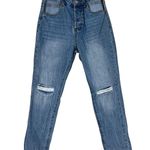 Edikted Polly Cutout Pocket Mom Jeans Womens M Distressed Medium Wash Y2K Rave Photo 1