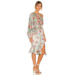 Hemant and Nandita  Olivia Sage Green Floral Midi Dress Small Womens Cocktail Photo 2