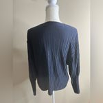 ZARA  navy blue textured bat wing blouse small Photo 8