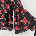 Alice Blue  Boho Ditsy Floral Top Black Red Long Smocked Bell Sleeves Size XL Photo 3