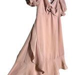 She & Sky Off Shoulder Puff Sleeve Ruched Dress Pink Mini Dress Sz Small Photo 0