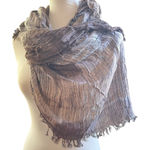Semi Sheer Large Square‎ Neutral Scarf w Fringe Brown Photo 0