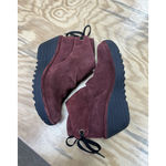 Fly London  Yebi Suede Bootie Burgundy EU 38 US 7 - 7.5 Tie-Back Wedge Ankle Boot Photo 8