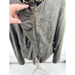 Hugo Boss Women's Goat Leather Suede Jacket Blazer Gray Green Size 6 vintage Photo 9