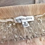 Hot & Delicious  | Pearl Embellished Ivory Cream Mesh Leggings Pants | Medium Photo 7