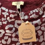 Kori America NWT Burgundy Foil Leopard Print Sweater Women's Medium CrewNeck Photo 1