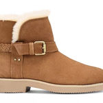 Style & Co Winter Booties 8M Tan Suede Shearling Ankle Pull On Boots Buckle Strap Faux Fur Photo 0