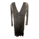 White House | Black Market  Women's 12 Ruched Sheer Sleeve Bodycon Dress Black NWT Photo 3