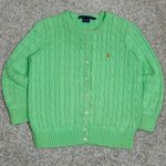 Ralph Lauren Vintage  Women's Green Cable Knit Cotton Cardigan Sweater Size M Photo 0