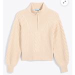 Draper James  Quarter Gold Zipper Cableknit Sweater in Cream Ivory W2011 Sz M Photo 2