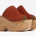 ZARA Burnt Orange Suede Platform Cork Sandals Photo 1