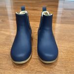 Chooka Chelsea Fur-Lined Slip On Navy Ankle Rain Boots Photo 1