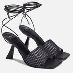 Marc Fisher Dallyn Ankle Tie Strap Sandal Heel Square Toe Black Size 6.5 New Photo 0