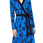 White House | Black Market Blue Floral V Neck Dress Long Sleeve Size 8 No Belt Photo 1